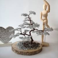 Bonsai Baum / Lebensbaum aus Aluminiumdraht in Braun und Silber/ Handgemachte Dekoration im Boho Look Bild 2