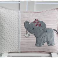 Kissen rose/weiß mit Doodlestickerei Elefant, personalisierbar Bild 4