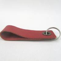 Schlüsselanhänger, Leder, hell-rot, Schlüsselring rund, 11 x 3,5 cm Bild 2