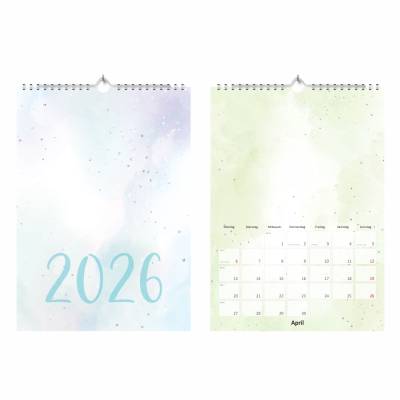 Fotokalender Bastelkalender Watercolor mit Feiertagen 2026