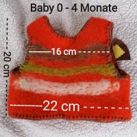 Baby Weste 0 - 4 Monate, orange 100% Wolle Bild 3
