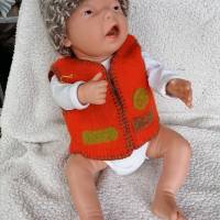 Baby Weste 0 - 4 Monate, orange 100% Wolle Bild 5