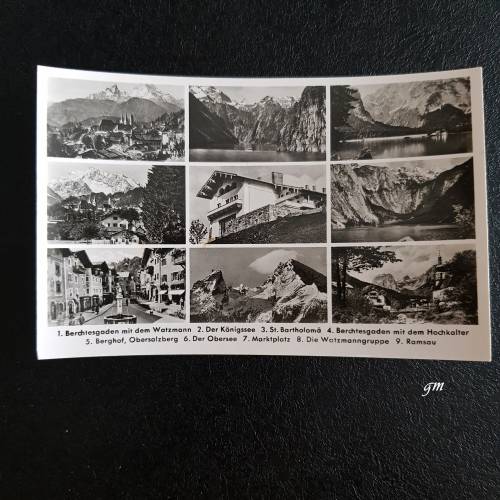 vintage, Postkarte, Ansichtskarte, Berchtesgaden 9 Fotokarten auf einer, ca. 40/50er Jahre,