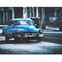 blauer Oldtimer Kuba Fotografie Brettchen aus Melamin, spülmaschinenfest, Schneidebrett 14 x 23 cm Frühstücksbrettchen Bild 1