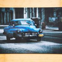 blauer Oldtimer Kuba Fotografie Brettchen aus Melamin, spülmaschinenfest, Schneidebrett 14 x 23 cm Frühstücksbrettchen Bild 2