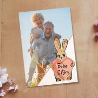 Osterkarte Hase mit Herz Hochformat Printable DIY Bild 1