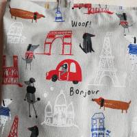 Einkaufstasche, Shopper, mit Paris-Hunde Motiven, Stofftasche, Stoffbeutel, Einkaufsbeutel Bild 2