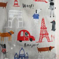 Einkaufstasche, Shopper, mit Paris-Hunde Motiven, Stofftasche, Stoffbeutel, Einkaufsbeutel Bild 5
