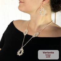 Kette Mila mit vielen Perlen aus Baumwolle und Verschluss aus Silber / vergoldet oder Über-Kopf-Kette Bild 1