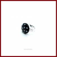 Ring "Polka Dots" Cabochon 18mm rot-, schwarz-, rosa-, oder pink-weiß gepunktet, versilbert, verstellbar, Rockab Bild 2