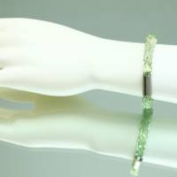 Sagenumwobener Heilstein - Jade-Armband gestrickt aus lindgrünem Draht - Damen-Armband Bild 5