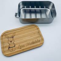 Brotdose Brotbox Lunchbox Blechdose Name Kindergarten Bambus Deckel Kind Taufe Weihnachten personalisiert Geschenk Bild 4