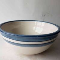 Waschbecken creme-weiß/blau Ø 30 cm Höhe 12 cm Bild 1