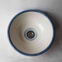 Waschbecken creme-weiß/blau Ø 30 cm Höhe 12 cm Bild 2
