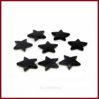 15 schwarze Sternperlen, Acryl, glänzend, 22mm, flach, Bild 1