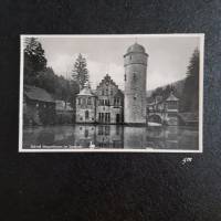 vintage, Postkarte, Ansichtskarte, Schloß Mespelbrunn im Spessart, ca. 40er Jahre sw Bild 1