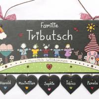 personalisiertes Türschild Familie, Schiefertürschild wetterfest, Namensschild handbemalt, Familientürschild, Unikat Bild 5