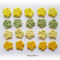 20 gehäkelte Streublümchen Osterfarben - Geschenk,Tischdeko,Streudeko,Ostern,Frühling,gelb,grün Bild 2