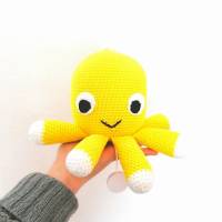 Spieluhr gehäkelt, Octopus / Krake, Gelb, Wasserdicht, 100 % Baumwolle, Wunschfarbe Bild 1