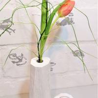 Massivholz weiß Teelichthalter und Blumenvase Bild 5