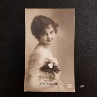 Postkarte, vintage, Fotokarte, Glückwunschkarte zum Geburtstag, ca. 1940, unbeschrieben, #34932/5 Bild 1