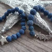 Wunderschöne Lavastein-Kette Silber & Blau,Handgefertigtes Unikat,Geschenk,Sommer-Schmuck Bild 5