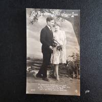 Postkarte, vintage, Fotokarte, ca. 1940, "Am Rüdesheimer Schloss steht eine Linde" Liebe, verliebt, unbeschriebe Bild 1