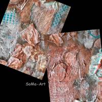 Strukturbild mit Collage in Terracotta-Kupfer und Mint auf Leinwand, Wandbild, Wohnraumdekoration, Kunstwerk Bild 7