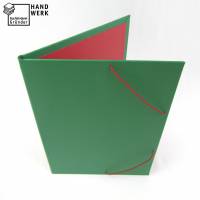 Eckspannermappe, A4, hell-grün hell-rot, Sammelmappe, handgefertigt Bild 1