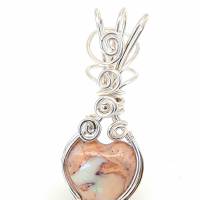 Kettenanhänger Herz aus Matrix-Opal in 925 Silber Bild 3