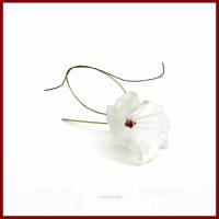 2 weiße XL Blüten Kelche Perlenkappen aus Acryl Lucite, matt, gefrostet, 35x30mm transluzent Bild 3