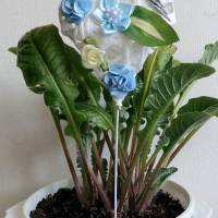 Muttertag Vintage Dekoherzen Blumenstecker Pflanzenstecker Blau Bild 1