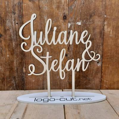 Holz Cake Topper Hochzeit | personalisiert | Tortendeko | Tortenstecker | V14