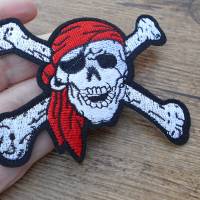 Großer Skull Totenkopf Pirat  Patch zum Aufbügeln gestickt Bild 2