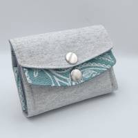 Kleines Damen Portemonnaie für die Hosentasche Grau Mint Ornamente  Mini Genius Bild 1