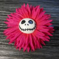 Skull  Kunstblume Totenkopf ,Haarspange , fuchsia Bild 1