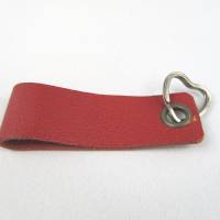 Schlüsselanhänger, Leder, hell-rot, Schlüsselring Herz, 11 x 3,5 cm Bild 2