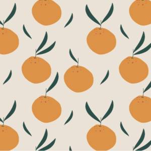 ab 50cm Bio Jersey Orangen creme - Druckstoff GOTS Orange Obst Bild 1