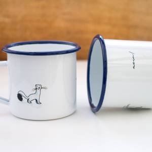 Emaille-Tasse mit Eisbär, Wiesel und Spruch, niedliche Geschenk-Tasse, Personalisierbar Bild 6