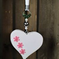 Frühlingsdeko, Fensterdeko Herz, weiß rosa aus Holz Bild 2