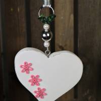 Frühlingsdeko, Fensterdeko Herz, weiß rosa aus Holz Bild 3