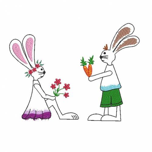Stickdatei Hase Hasenpaar SET Hasendame Hasenjunge