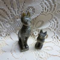 2 Miniatur Katzen - Vintage Souvenier - Stein Bild 2