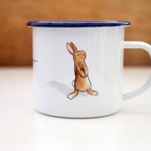 Emaille-Tasse mit Hasen, Geschenk Tasse mit zwei niedlichen Hasen, Kindertasse zum Geburtstag, personalisierbar Bild 4