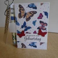 Geldgeschenk zum Geburtstag Reagenzglas Verpackung Geldverpackung Wunscherfüller Geburtstagsgeschenk Schmetterling Bild 1