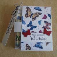 Geldgeschenk zum Geburtstag Reagenzglas Verpackung Geldverpackung Wunscherfüller Geburtstagsgeschenk Schmetterling Bild 2