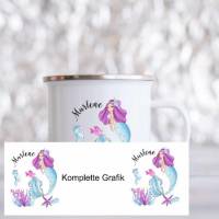 Personalisierte Tasse mit Namen Mädchen Meerjungfrau Bild 3