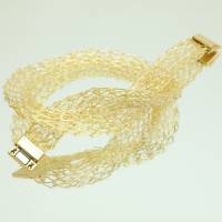 gestricktes Gold- und Silbercollier für Damen - Halskette aus 24ct vergoldetem  und versilbertem Draht - bcd manufaktur Bild 1