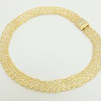 gestricktes Gold- und Silbercollier für Damen - Halskette aus 24ct vergoldetem  und versilbertem Draht - bcd manufaktur Bild 7