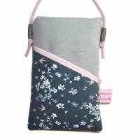 Handytasche Mini Umhängetasche grau Crossbag handmade aus Baumwollstoff 2 Fächer Farb- und Musterauswahl Bild 1